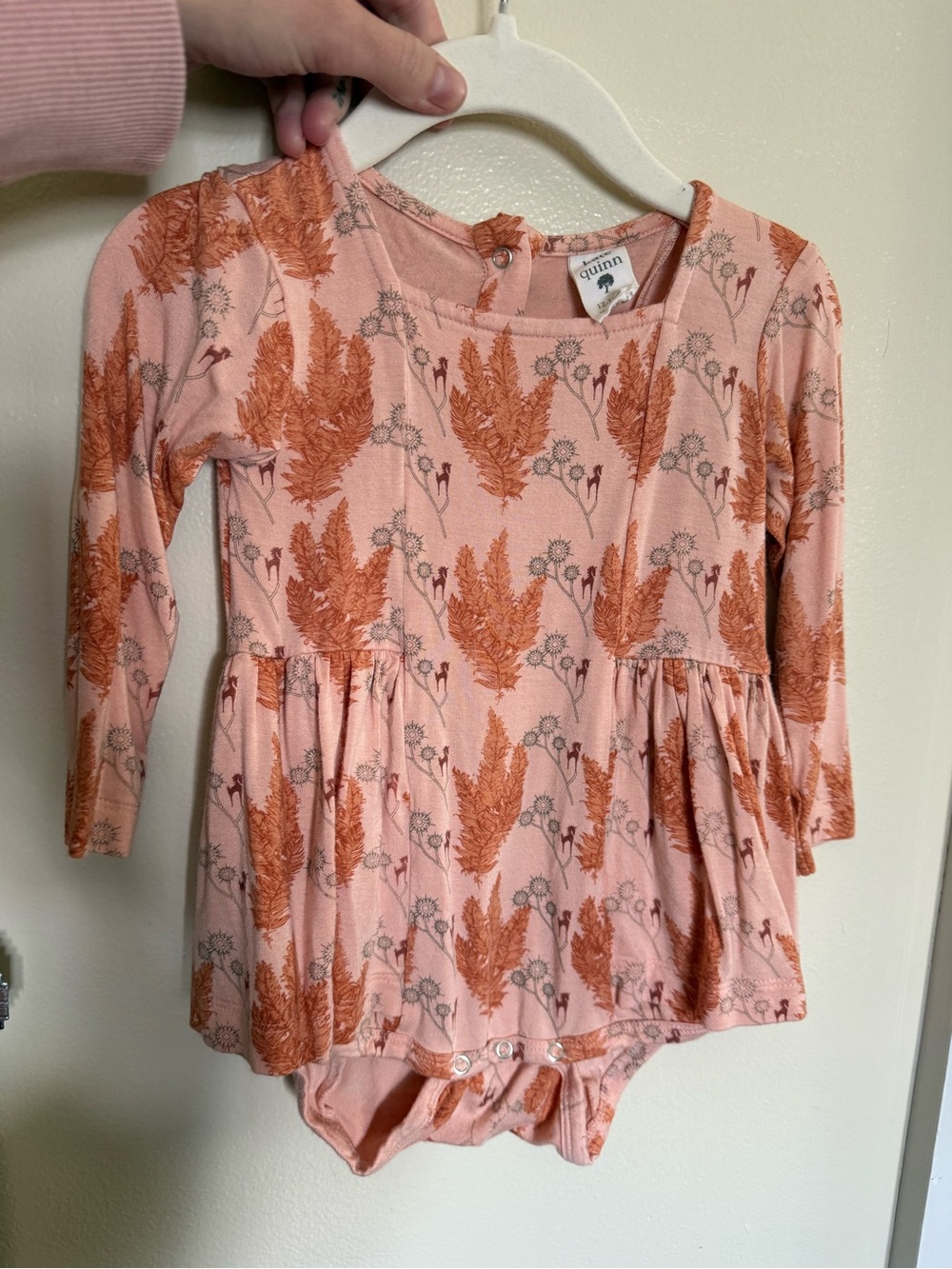 kate quinn Pink and Rust Unicorn Long-Sleeve Ballerina Bodysuit